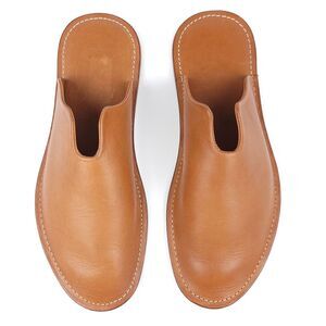 WP STANDARD Mr. Grumpy Leather Slippers Tan Brown Old Money Quiet Luxury Boho ML